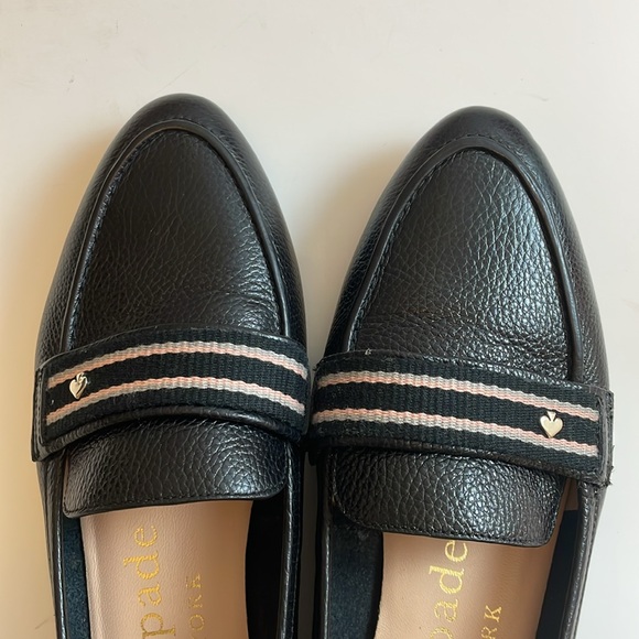 Kate spade black leather loafers shoes size 7.5B - Picture 2 of 5